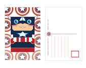 Happy Father's Day Gift - Holiday Sale - Original Digital Artwork -  Superhero Captain America Postcard Art Print (Get 10% OFF)