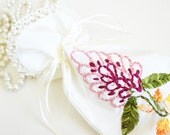 bridesmaids jewelry sachets gifts lavender sachets silk ribbon flower embroidery needle lace pink green yellow ivory silk fabric