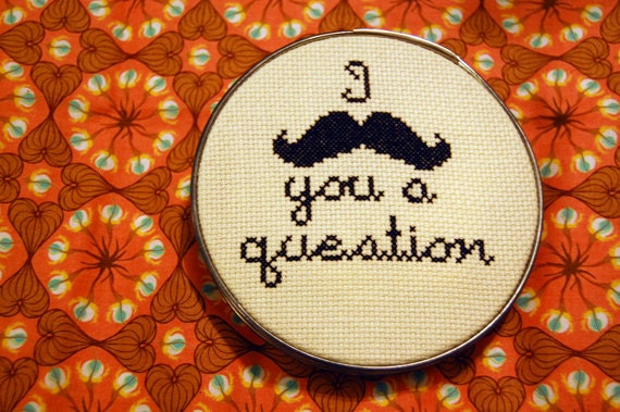I Mustache You A Question Framed Cross Stitch