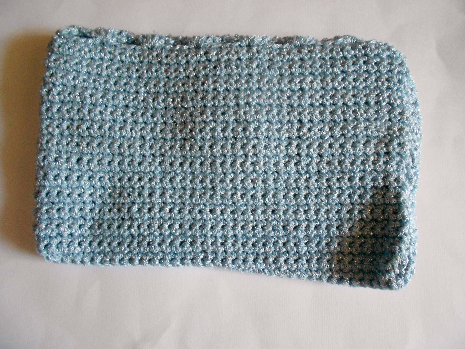 light blue  hand crocheted clucth