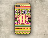 Aztec iPhone 4 case - Tribal, geometric pattern - preppy circle monogram Iphone cover 4s, silicone Iphone 5 case, plastic Iphone case (9887)