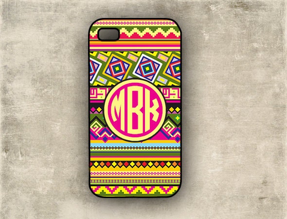 Aztec iPhone 4 case - Tribal, geometric pattern - preppy circle monogram Iphone cover 4s, silicone Iphone 5 case, plastic Iphone case (9887)