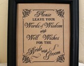 Words of WISDOM and Well Wishes for the Bride and Groom - Wedding Sign - Single Sheet (Style: WISDOM B&G)