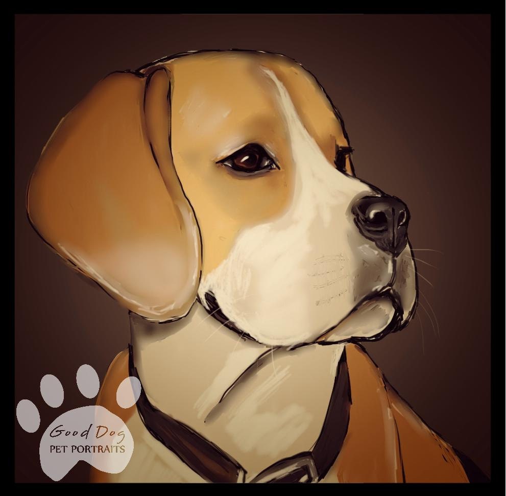 Custom Pet Portrait, Personalized Pet Portraits, Digital Image (Beagle Example)