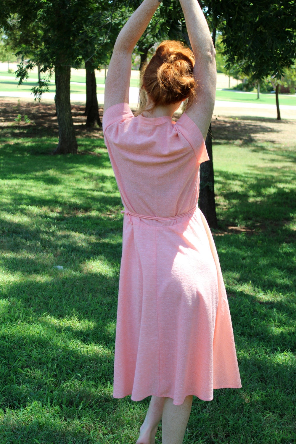 1970s Peachy Keen Knit Dress Medium