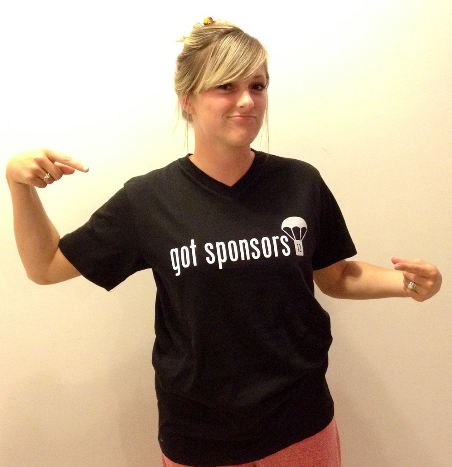 Hunger Games Shirt Got Sponsors (Silver Parachute) V Neck Tee