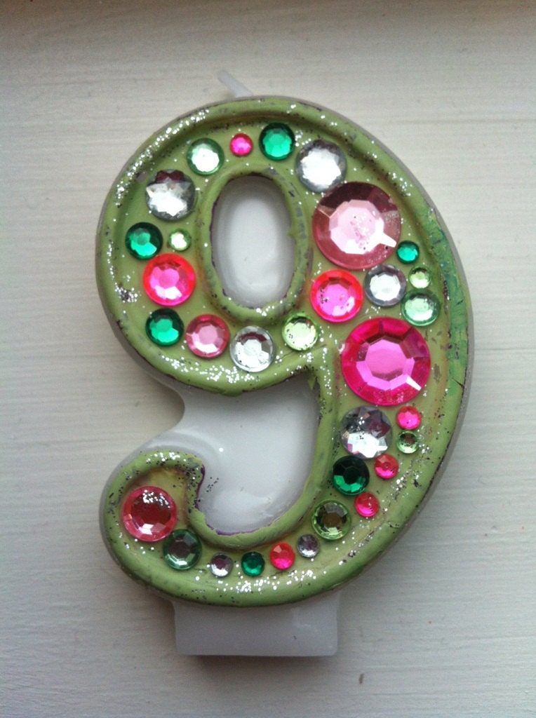 Birthday Candle - Blinged Out Number Candle - SINGLE DIGIT - Rhinestone, glitter, custom made, blingy number candles. First (1st) birthday. Il_170x135
