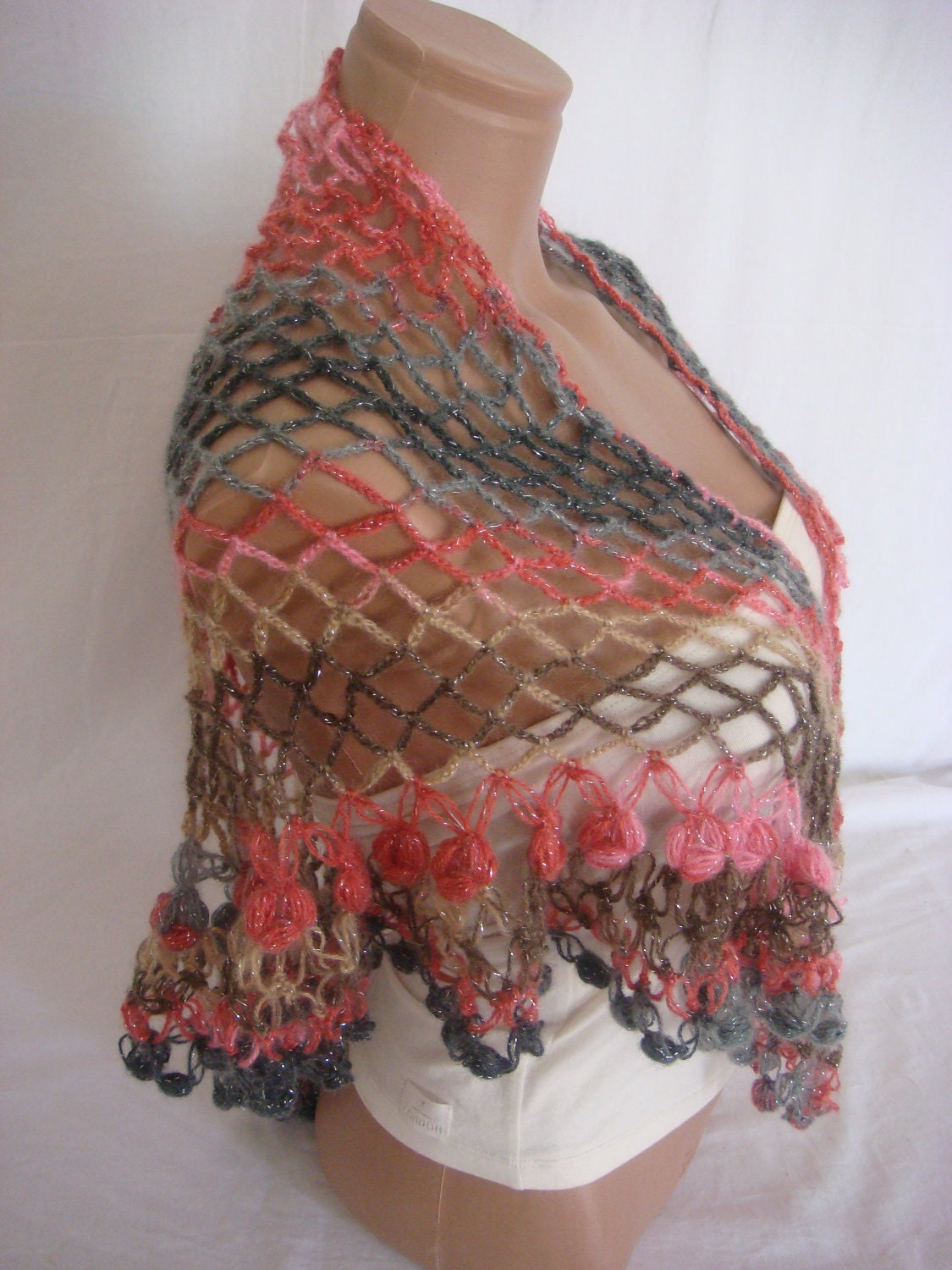 Valentine's Day discount Crocheted multicolor elegant triangle magic shawl,gift by Arzu's Style