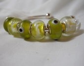 Monsters Inc. inspired "Mike Wazowski" Lampwork European style beaded bracelet
