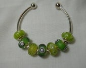 Monsters Inc. inspired "Mike Wazowski" Lampwork European style beaded bracelet