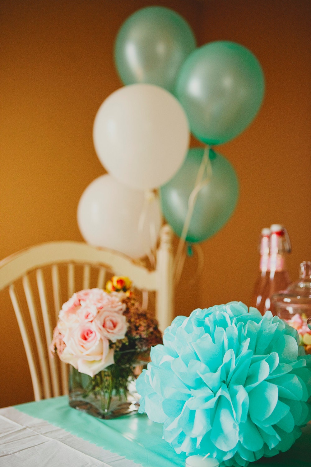 Tiffany Blue Party & Shower DIY Decoration Package (PomPoms, Garlands, Cupcake Deco, etc.)