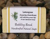 Lemongrass energizing herbal aromatherapy soap with sage, handmade all natural soap.