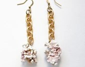 Coarse Purple Coral Earrings with Vintage gold Chain