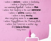 Marilyn Monroe I Believe Manicures Inspirational Motivational Women Girl Quote Sticker Decoration Art Decor Vinyl Wall Lettering Decal J73