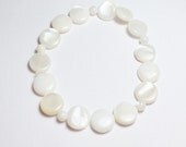 Mother of Pearl Puffed Round Beadwork Stretch Bracelet