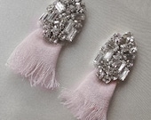 Follie - Art Deco Silk Chiffon Pastel Mink Bridal Earrings