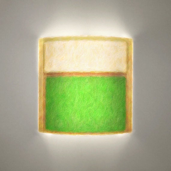 Wall sconce - Abstract green & Beige. Glowing wall art, mood lighting.