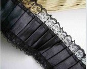 Lace Trim Black Satin Drape Lace Gauze Wedding Fabric 2.55" width 2 yards