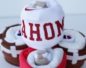 ON SALE- Oklahoma University OU Sooners Baby Shower Gift w/ Legwarmers