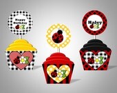 Lady Bug and Daisy Cupcake Wrappers & Toppers - Personalized With Name and Age - DIY Printable Party Decorations Il_170x135