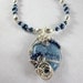 Blue and Silver Pendant Necklace, Silver Beadwork Necklace, Beaded Necklace,  Fall Jewelry, Beaded Jewelry