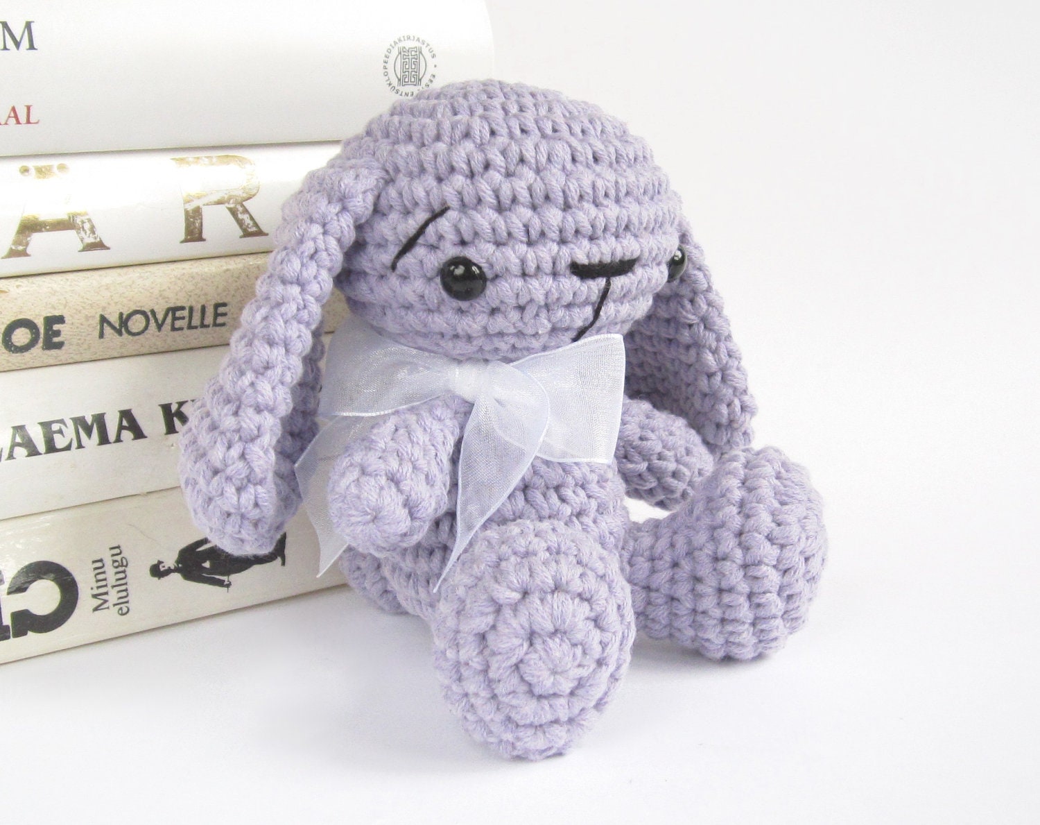 Amigurumi bunnny rabbit - Floppy ears - Baby toy - Crochet stuffed animal - Cotton and acrylic blend - Lilac / Light purple