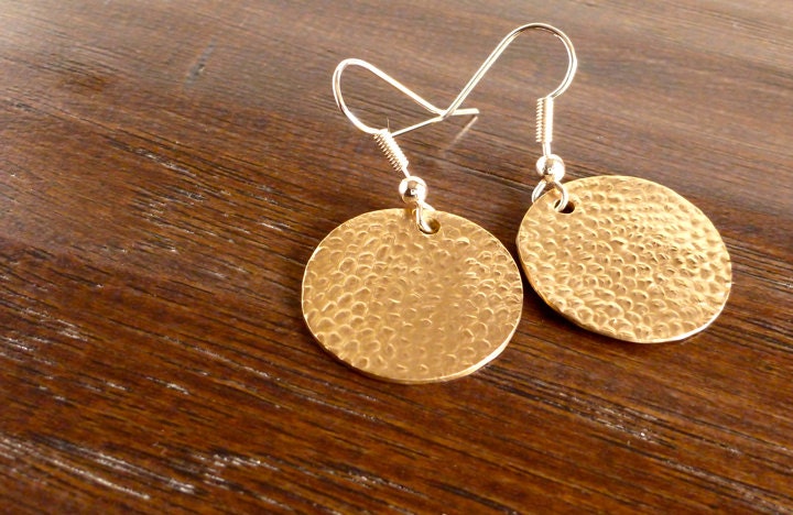 Bronze Round Textured Drop Earrings