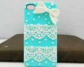 Lace case white bows case gifts to friend  iPhone 5 case e iPhone 4s case iPhone cover