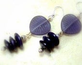 Earrings womens jewelry wild berry aubergine eggplant purple Czech glass acrylic discs long dangle earring minimalist modern Boho TAGT tenX
