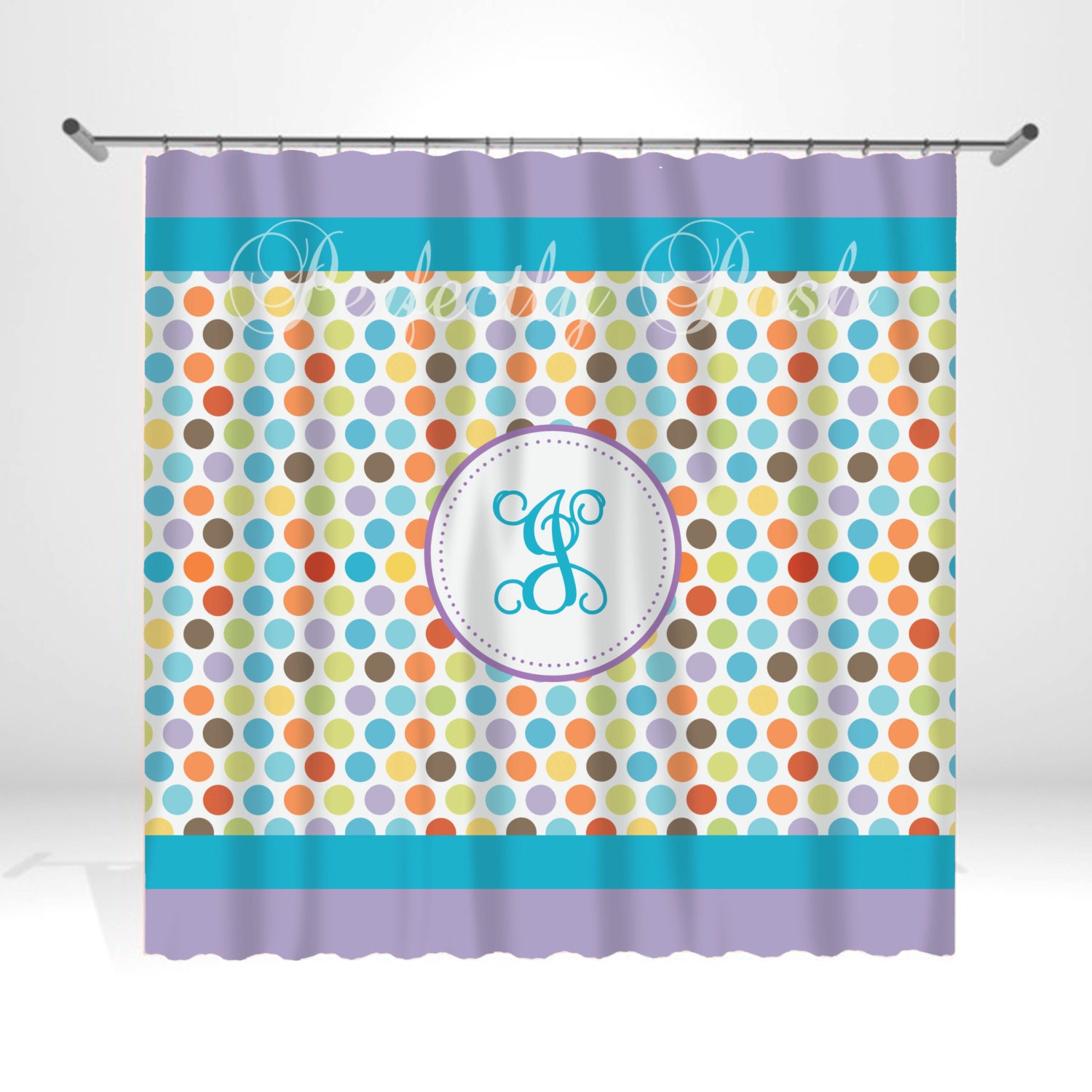 Personalized Colorful Dot Shower Curtain