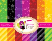 Halloween paper pack Digital backgrounds Halloween rainbow papers Candy blood colors Halloween paper Colorful stars party sheets pf00044-8