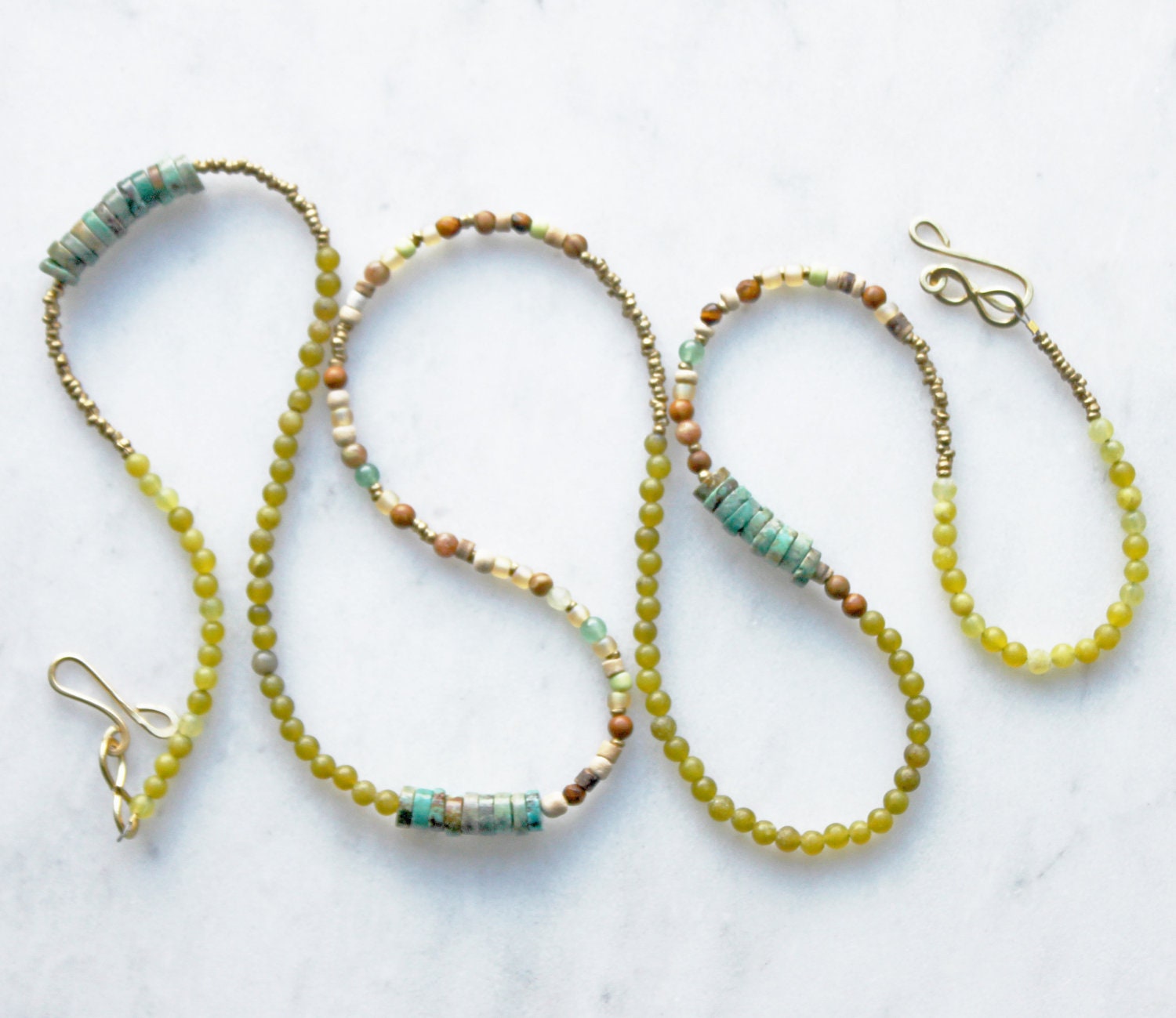 Bohemian Jewelry, Handmade Jewelry, Long Beaded Necklace, Turquoise Necklace, Beaded Jewelry, Green Jade Necklace