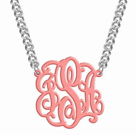 Hand Made Custom Pink Monogram Initials Personalized K Girl Jewelry  Acrylic    Necklace  Pendant   Bracelet   Earrings  Keychain