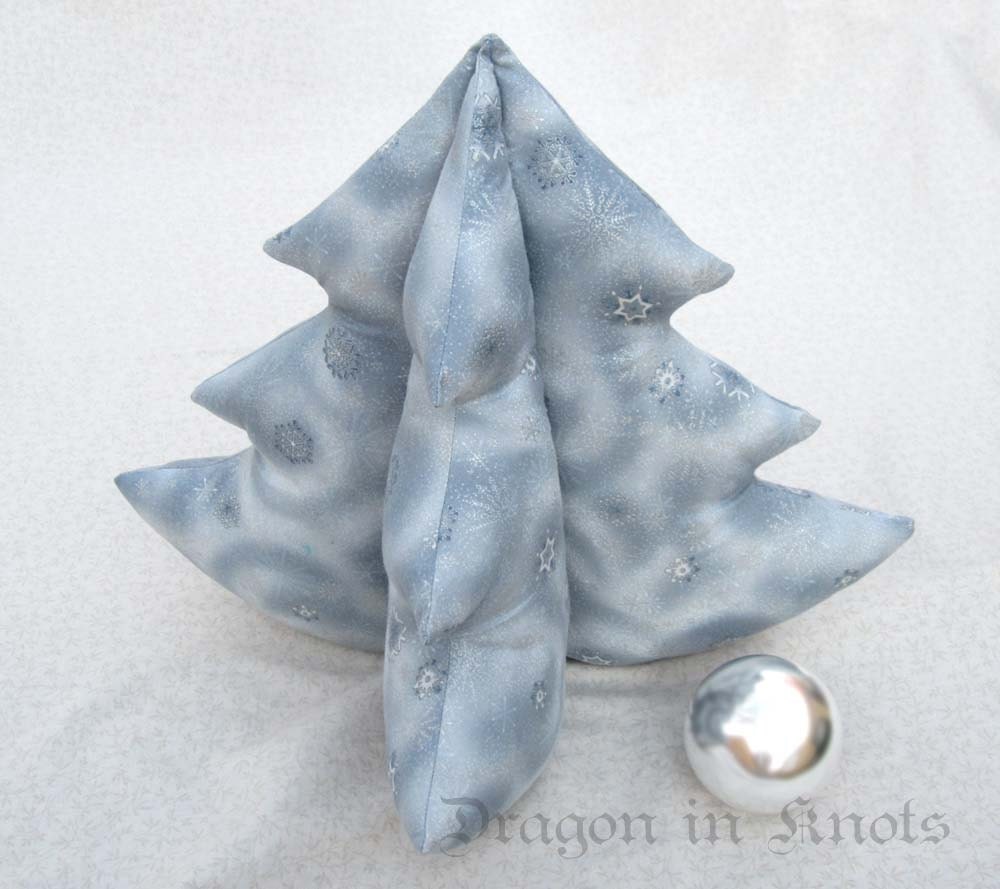Tabletop Christmas Tree - Snowflakes on Blue Gray - Extra Large 12" - SALE