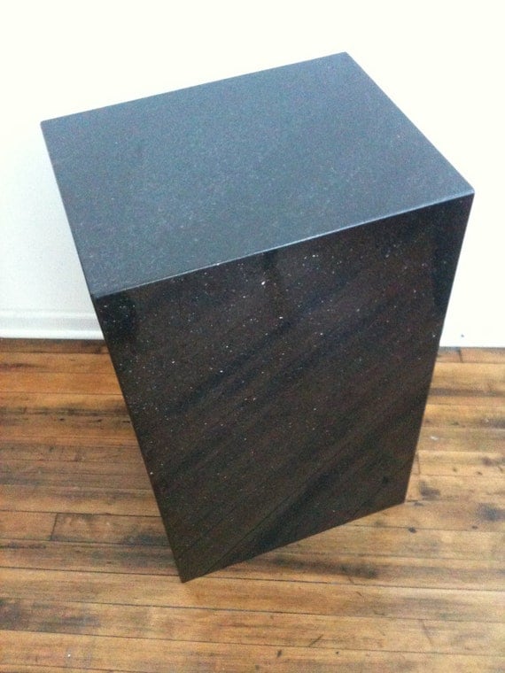 Modern Black Granite Pedestal Cube Desplay base