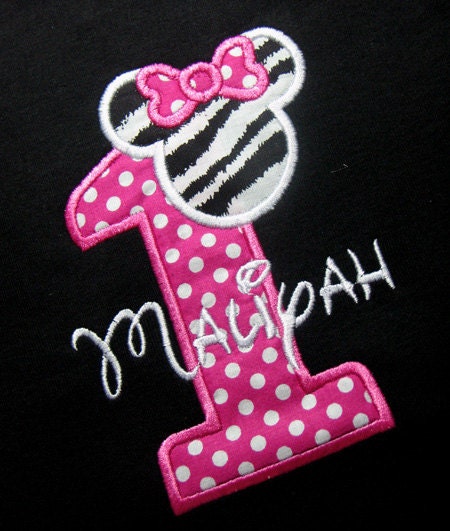 Personalized First Birthday Minnie Mouse Number shirt for infants toddler or girls sizes. SHORT or LONG SLEEVES