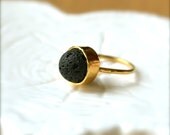 Lava Bead Gold Ring