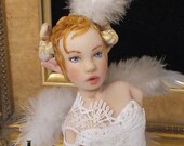 OOAK Fantasy Art sculpture "Little Dove" polymer clayFaerie doll portrait/bust