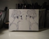 Illustrated Embroidered Doppelgänger Postcard