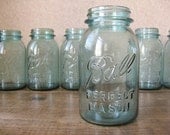 Vintage teal mason jar - Quart size mason jars, original aqua color