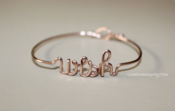 Dainty Rose Gold "wish" Bracelet - silver plated