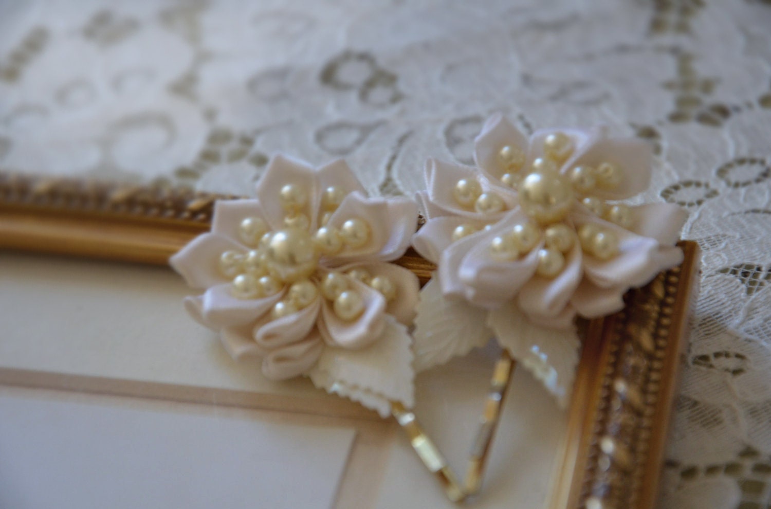 Blush Pearel Floral Wedding Hair Pins