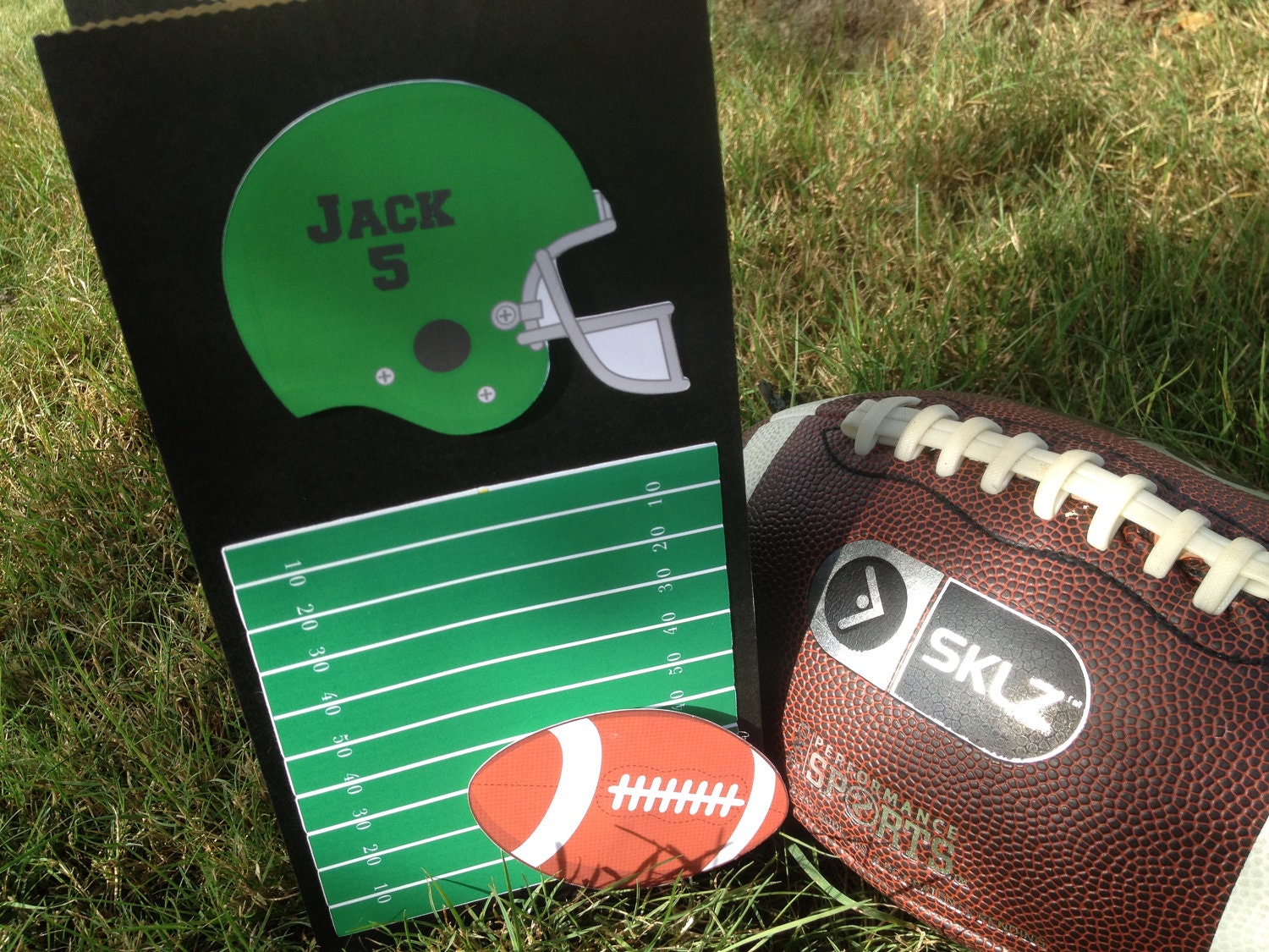 Football birthday party favor bags, football birthday party favors, personalized and printed football birthday party favors