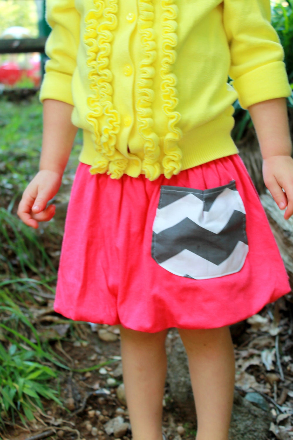 Bubble Skirt with Chevron Pocket