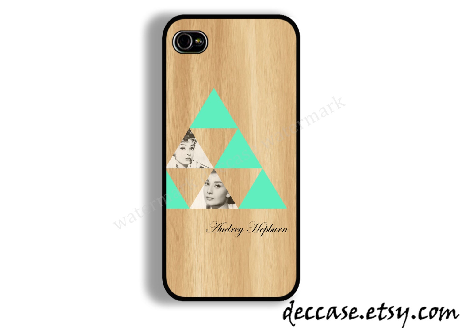 IPHONE 5 CASE wood GEOMETRIC mint audrey hepburn iPhone 4 case iPhone 4S case iPhone case Hard Plastic Case Soft Rubber Case