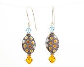 Peacock Dangle Earrings, Glass Beaded Earrings, Peacock Eye Beads, Swarovski Crystal Dangle Earrings - ready for you