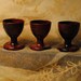 TRIO Art Deco  antique bakelite egg cups marked SUNNY SMILE and British Made made in england perfect for breakfast a soft boiled egg