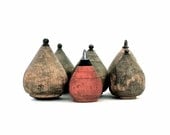Spinning - 5x7 Print Antique Tops - Toy - Fine Art Photograph - Rustic - Orange - Wood - Instant Collection - Geometric