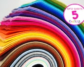 100% Wool Felt Sheets - 5 Sheets of 8" X 12" - You Choose your Colors