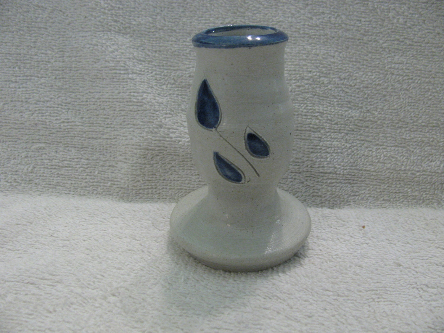 Blue and gray hand crafted pottery vase made in williamsburg usa